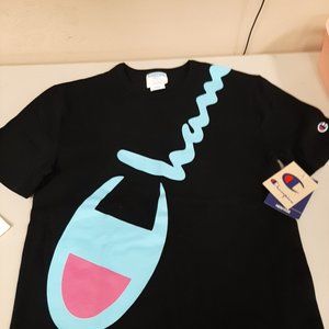 Champion Men's Heritage Tee, Script Logo - Size: S, Color: Black